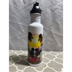 Disney Mickey & Minnie‎ Mouse Beach Sunset White Metal Water Bottle